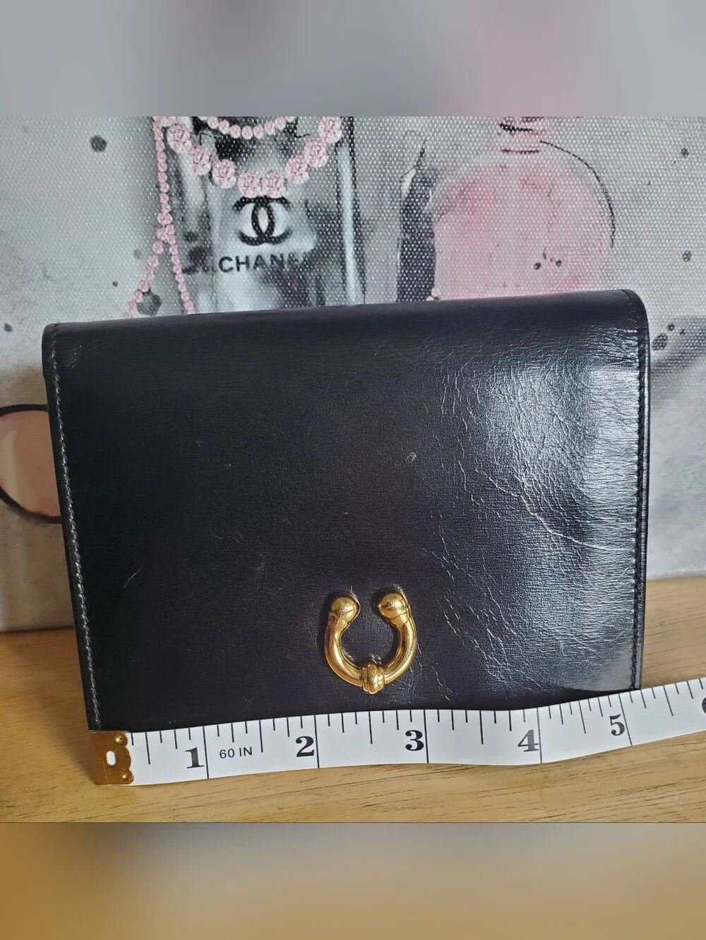 GUCCI Vintage Black Leather Horseshoe Bifold Wallet - Picture 10 of 11